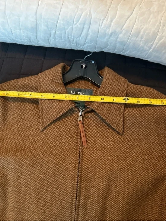 Ralph Lauren Tan-Brown Zip Front Wool Blazer Jacket - Picture 5 of 8